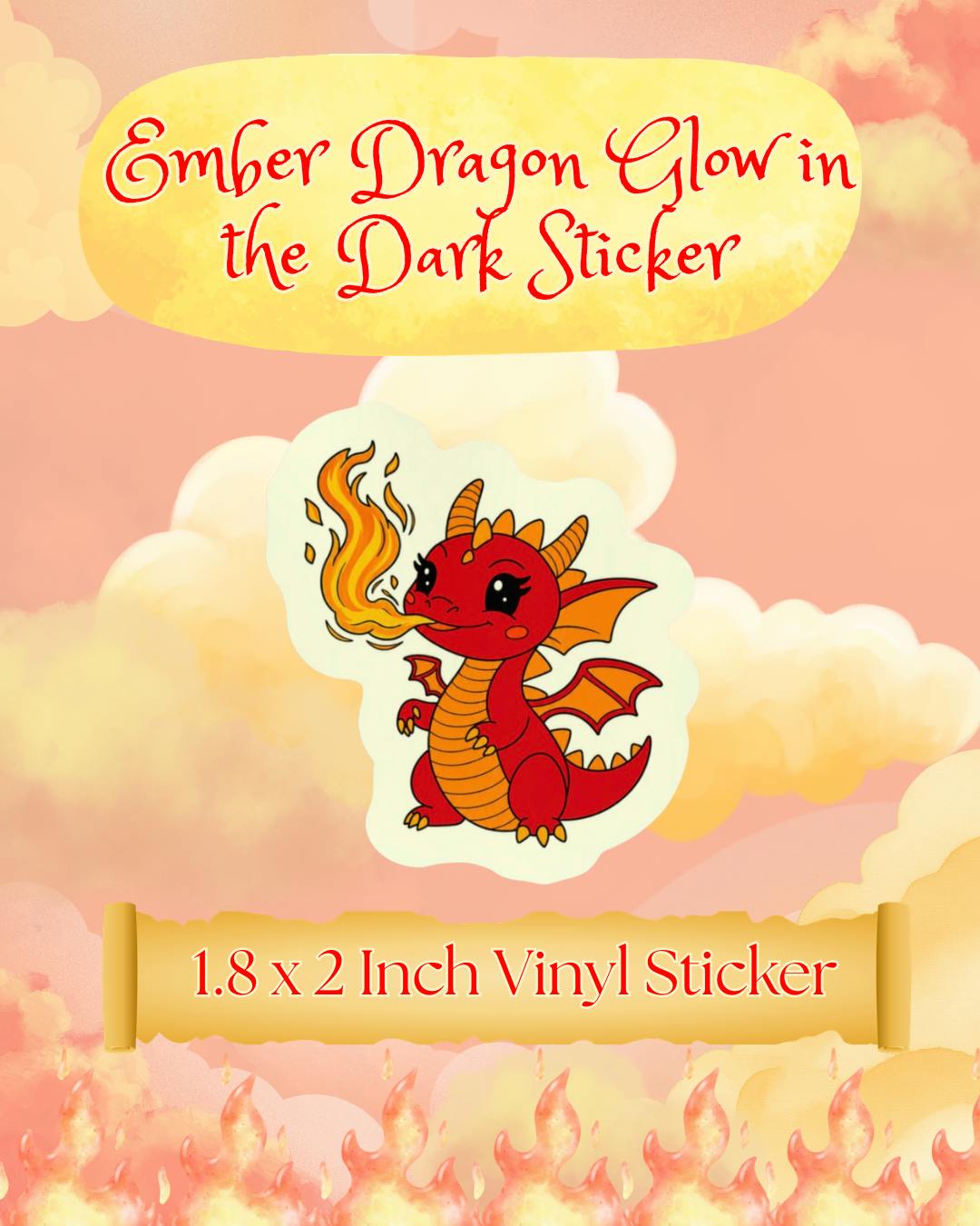 ✨Ember Dragon Glow in the Dark Sticker✨