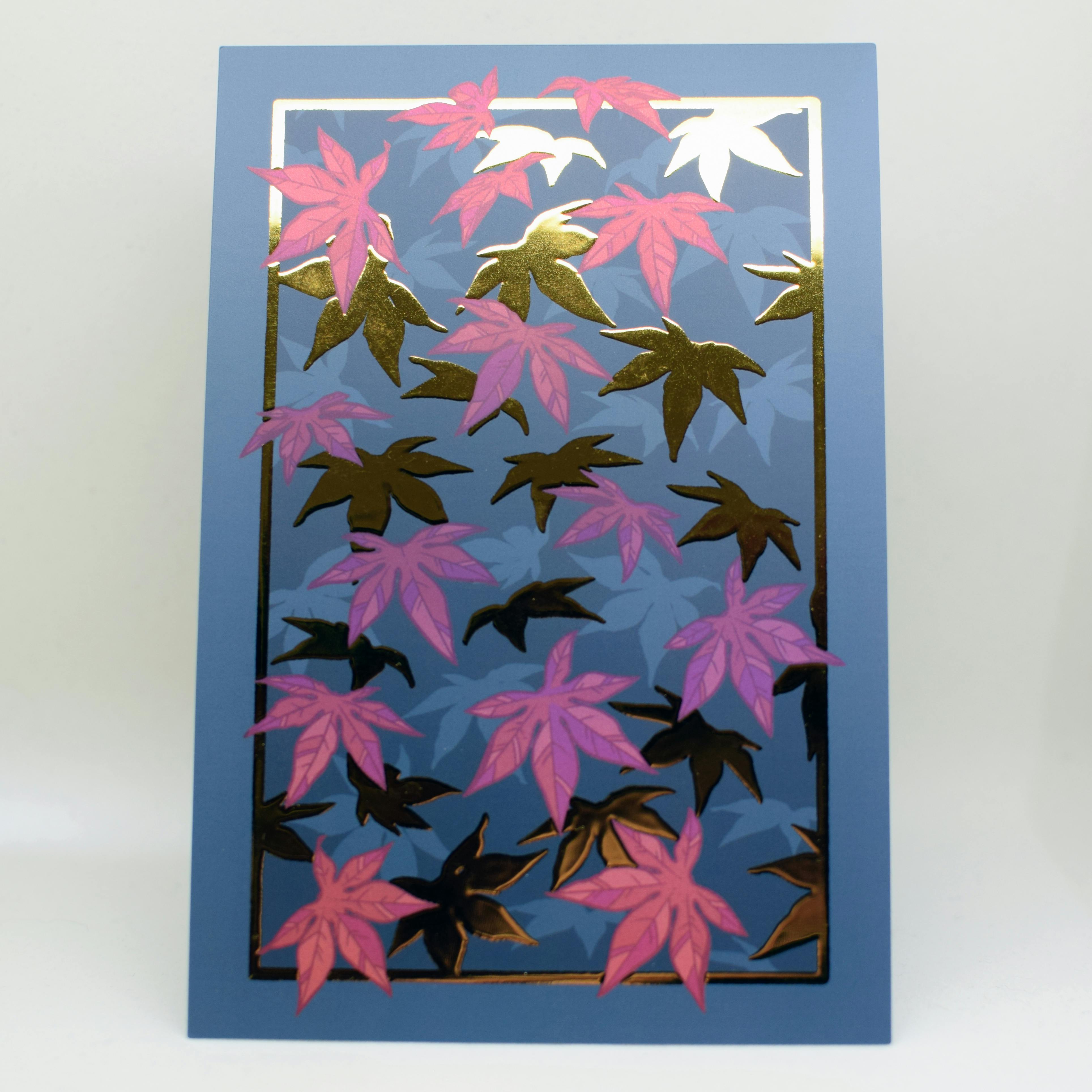  Postcard Foiled Print Acer Leaves