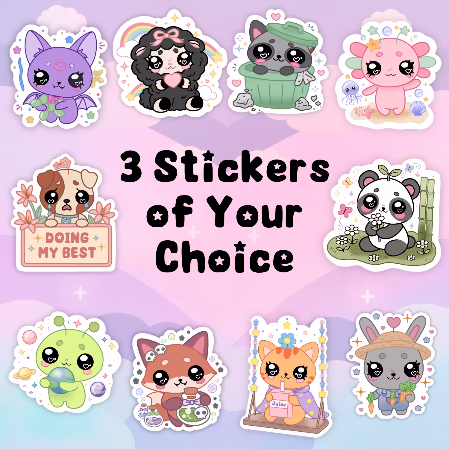 3x Stickers of your choice