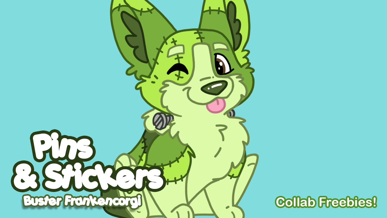 Buster Frankencorgi Pins & Stickers