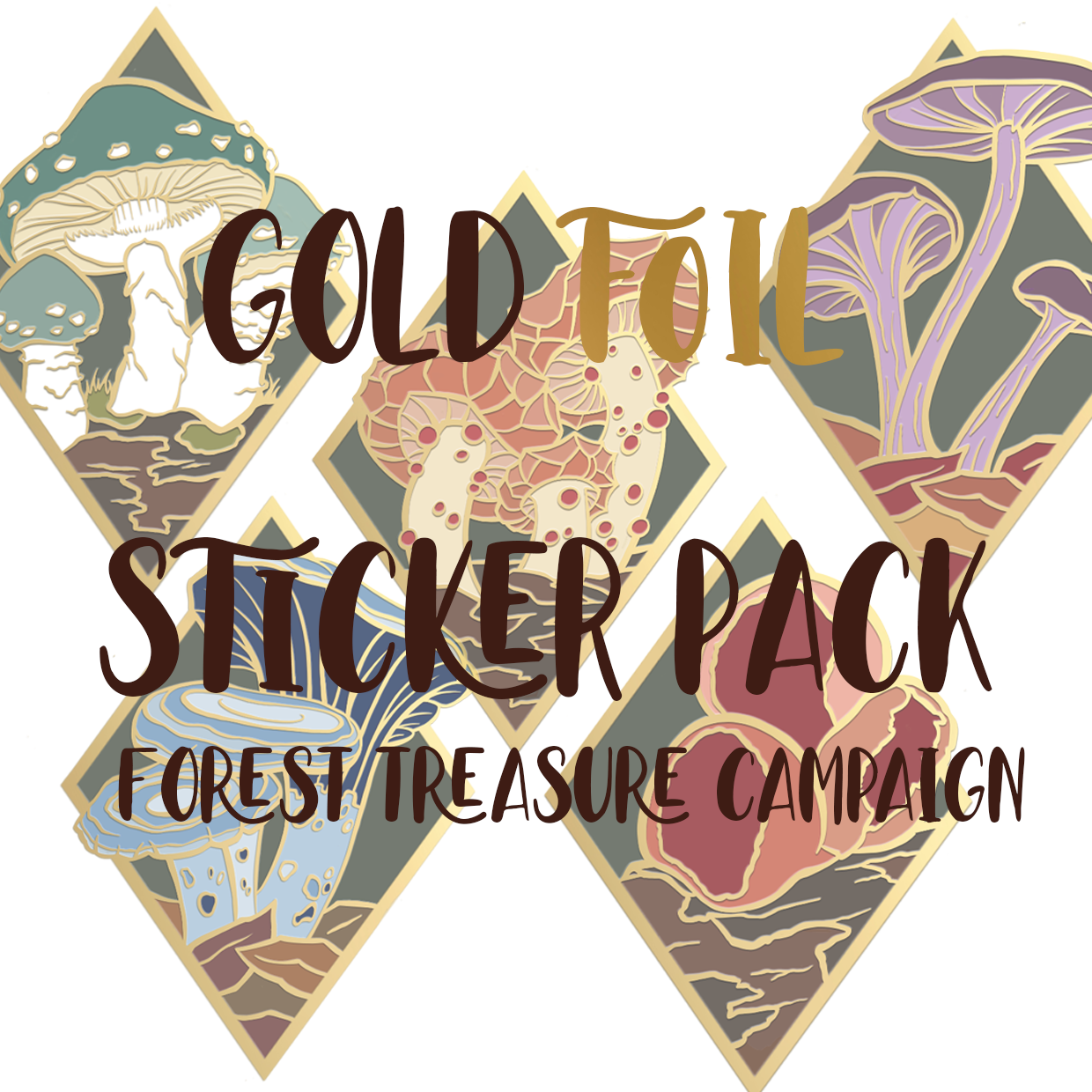 5x Forest Treasures Gold Foil Stickers
