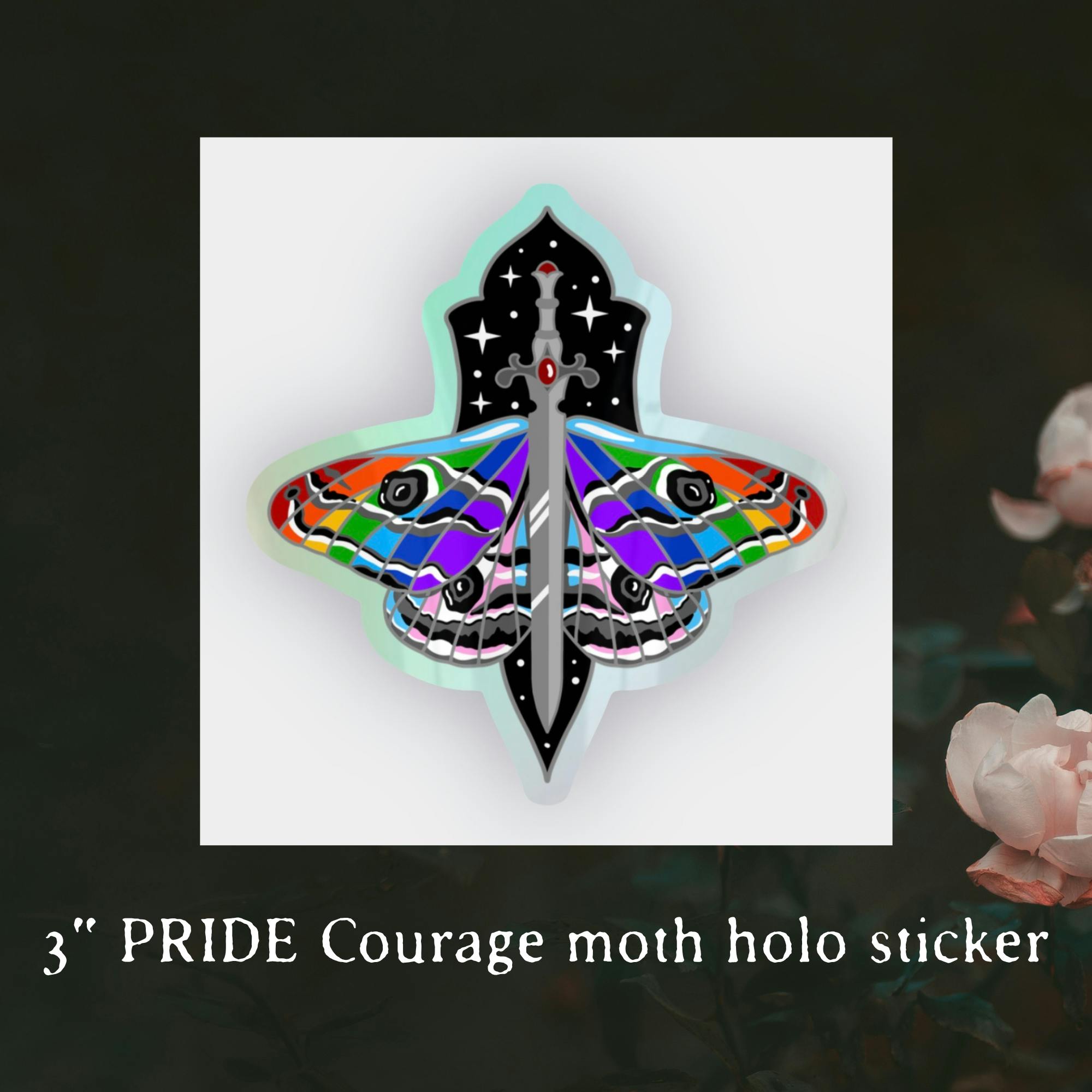 STICKER- PRIDE Courage moth holo 