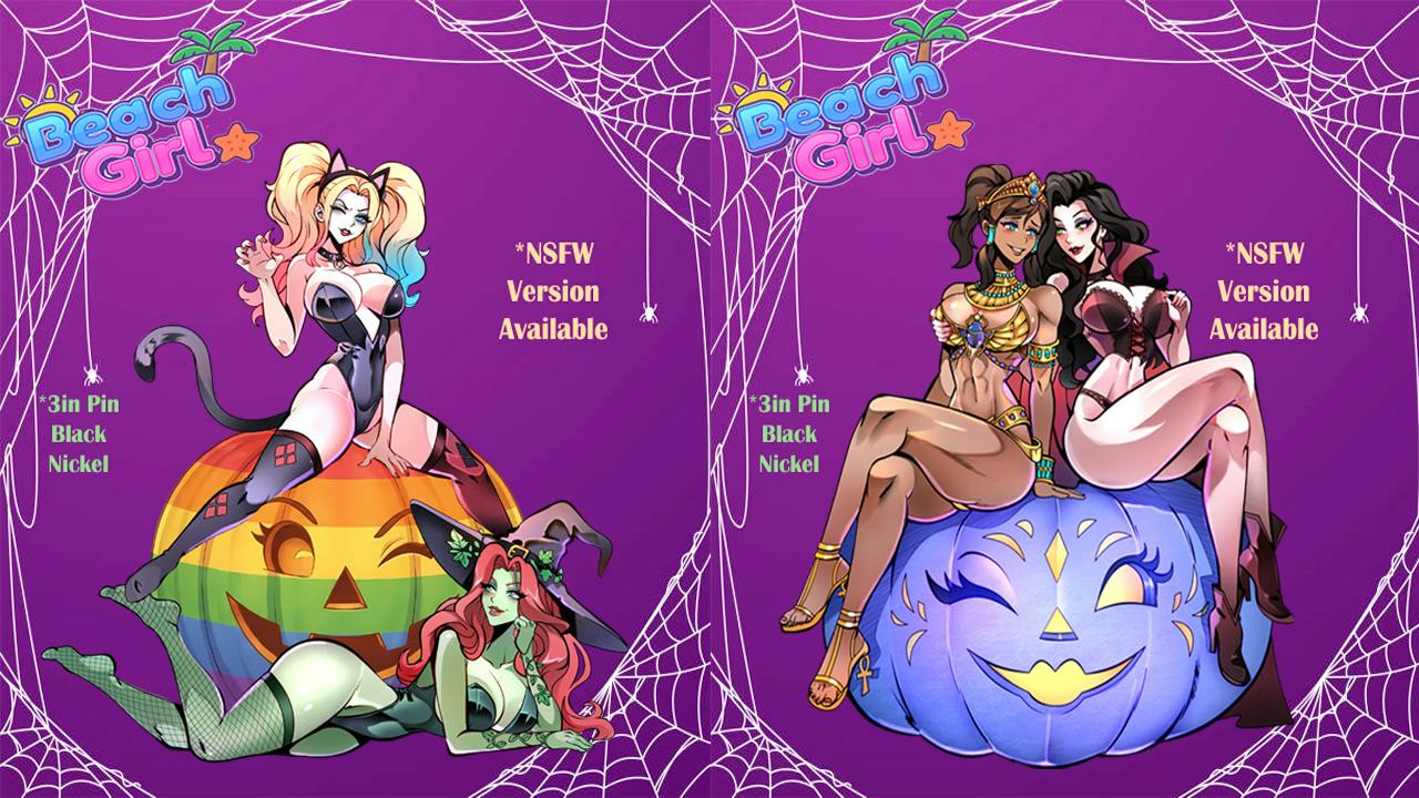 Beach Girl Halloween Enamel Pins - Spicy Sapphic Waifu pins