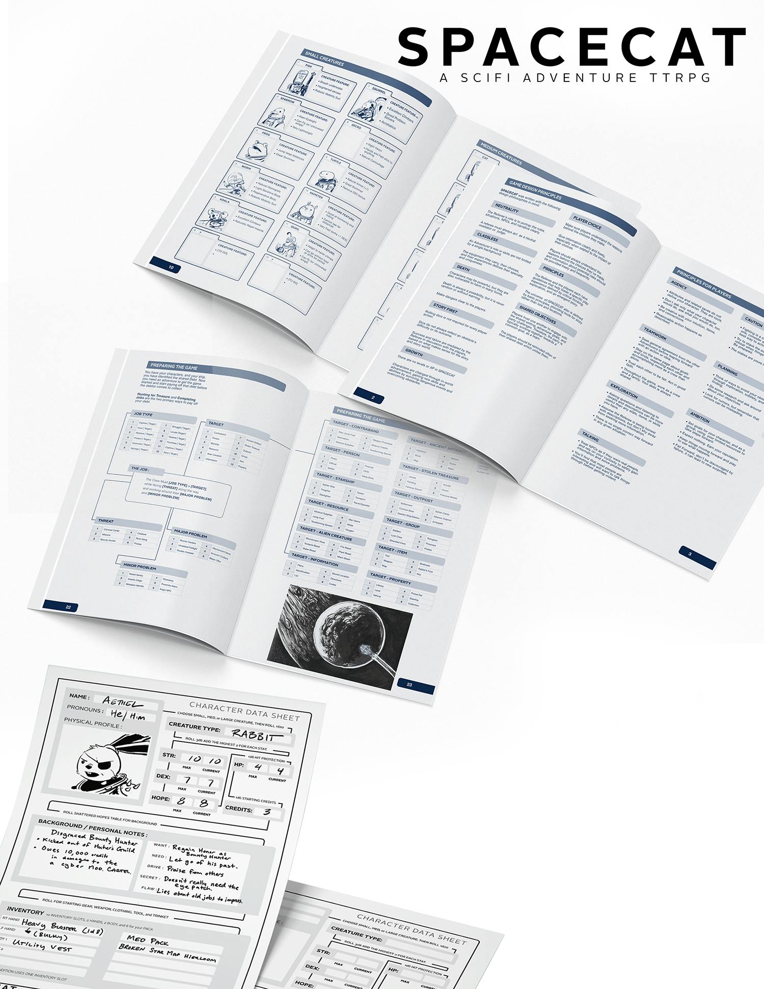 SPACECAT (a scifi adventure TTRPG) Project Update: Check out some pages ...