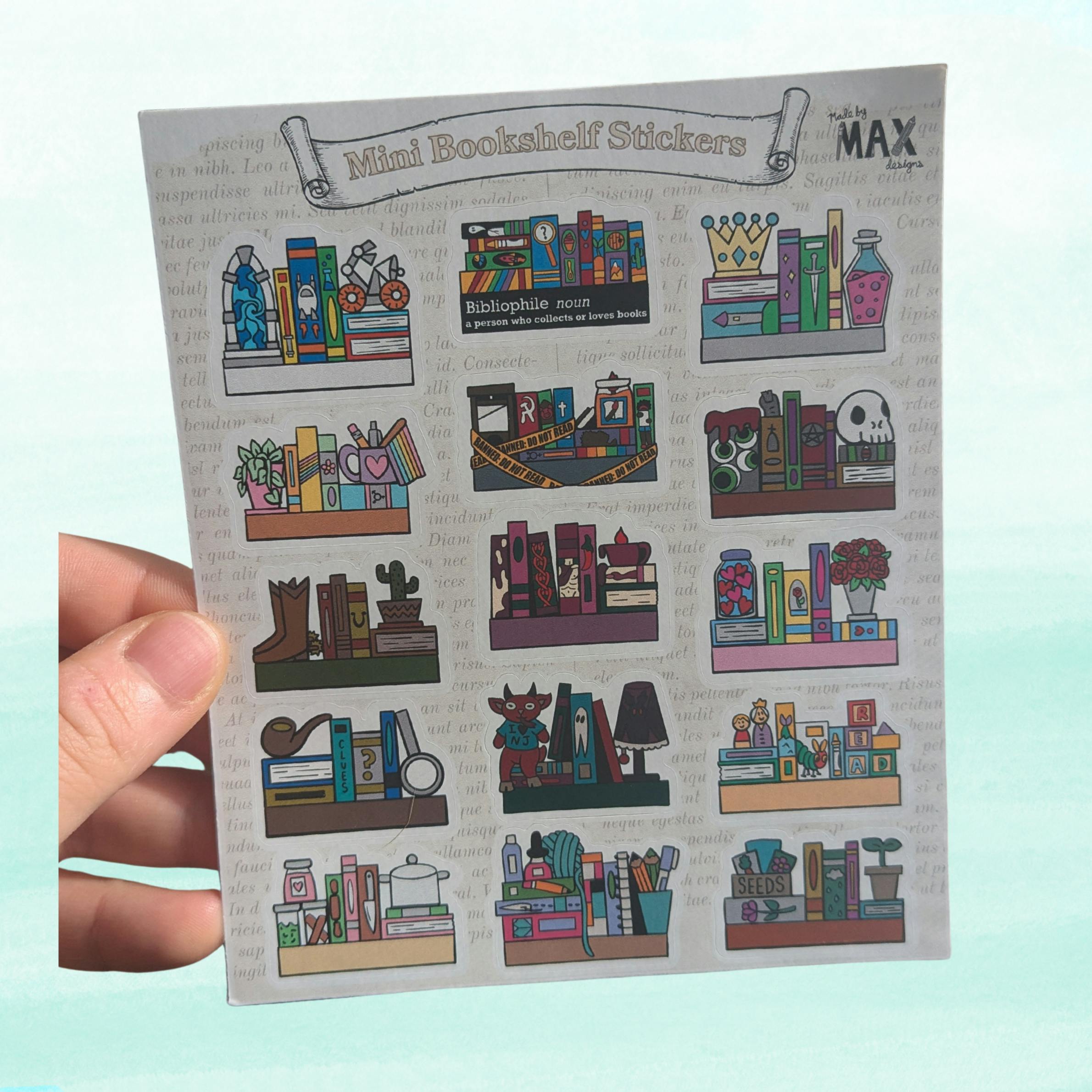 Bookshelves vinyl Sticker Sheet