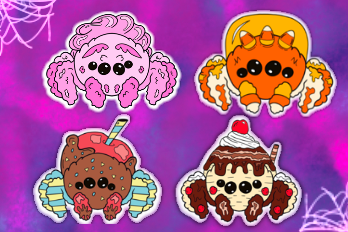 STICKER PACK 4PCS SWEET TREAT SPIDER COLLECTION (3)