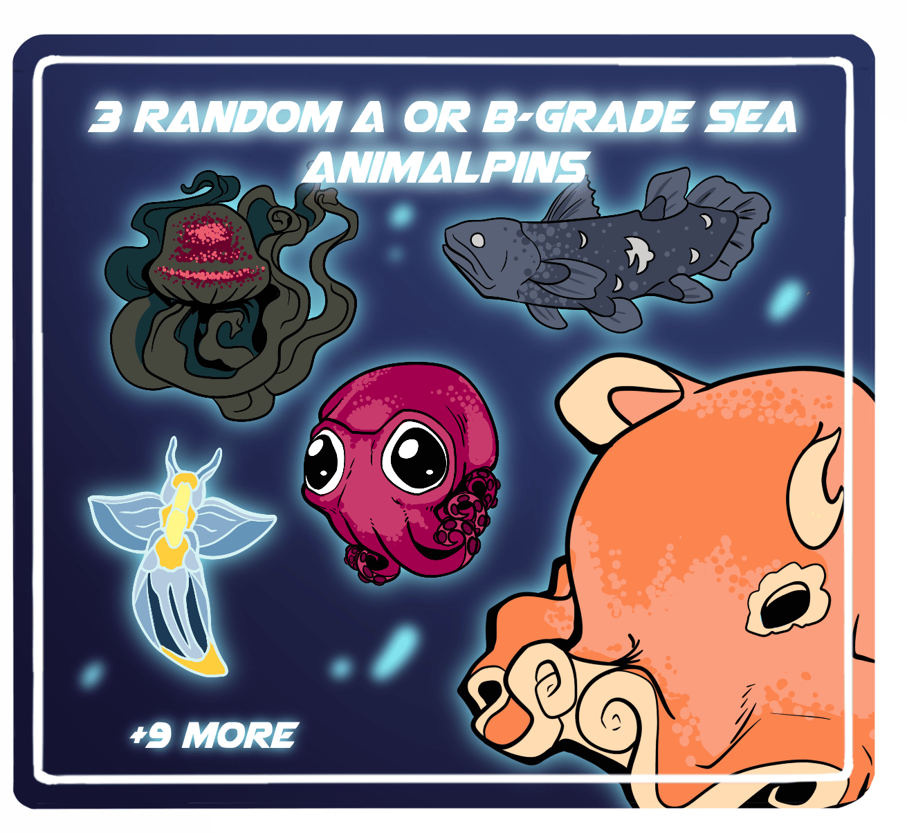3 random a or b grade sea animal pins