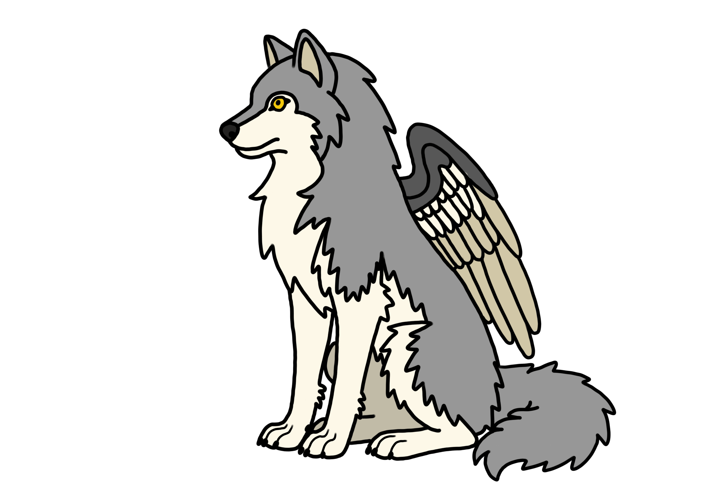 Sitting wolf grey enamel pin