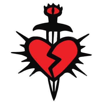 Heart Dagger- 1.5" mini pin
