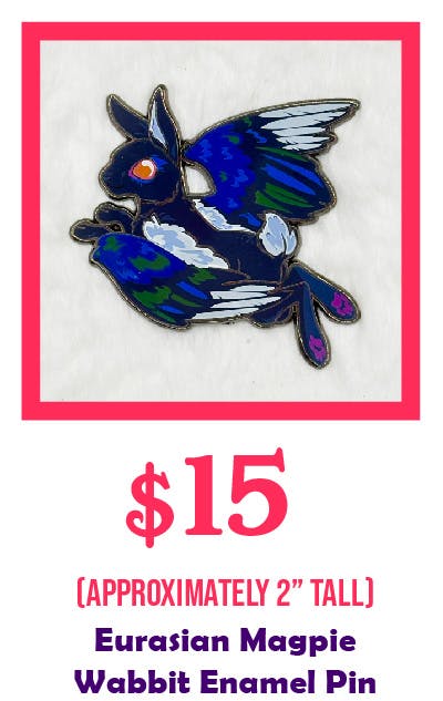 Eurasian Magpie Wabbit Enamel Pin
