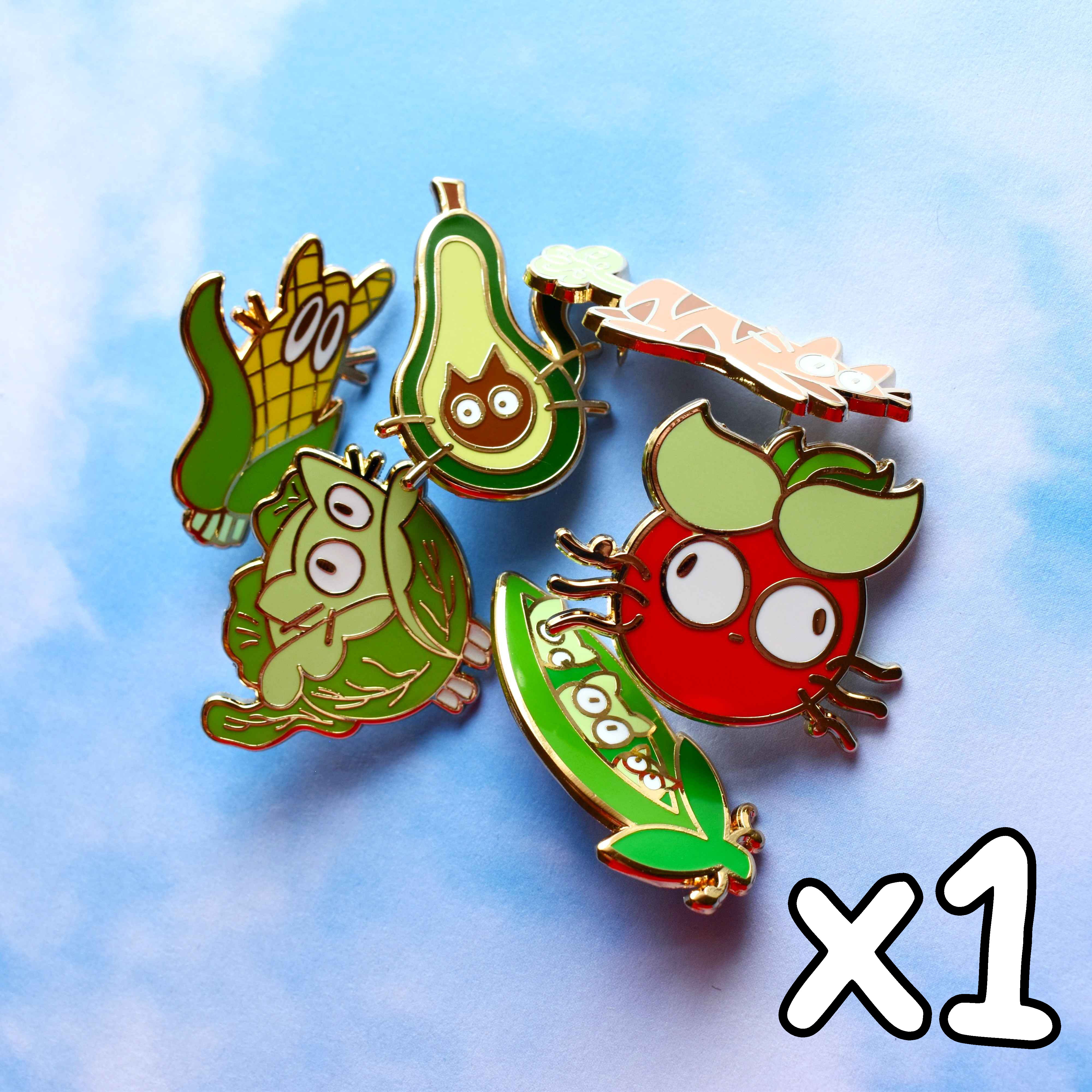One Mystery Veggie Cat Seconds Grade Enamel Pin