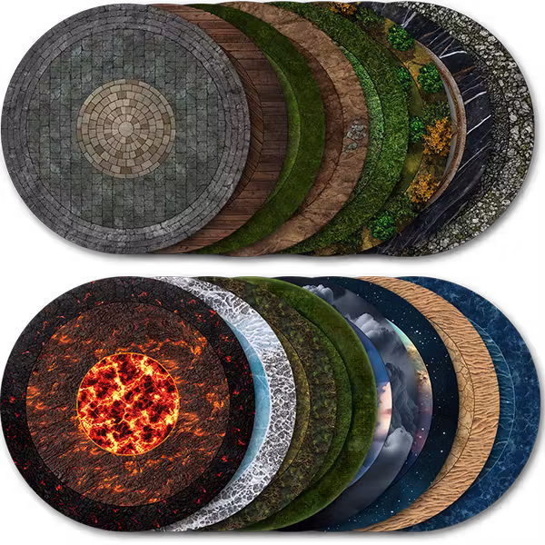 Set of 8 Ultimate Dungeon Terrain Double-sided Playmats (Playmats + Digital)