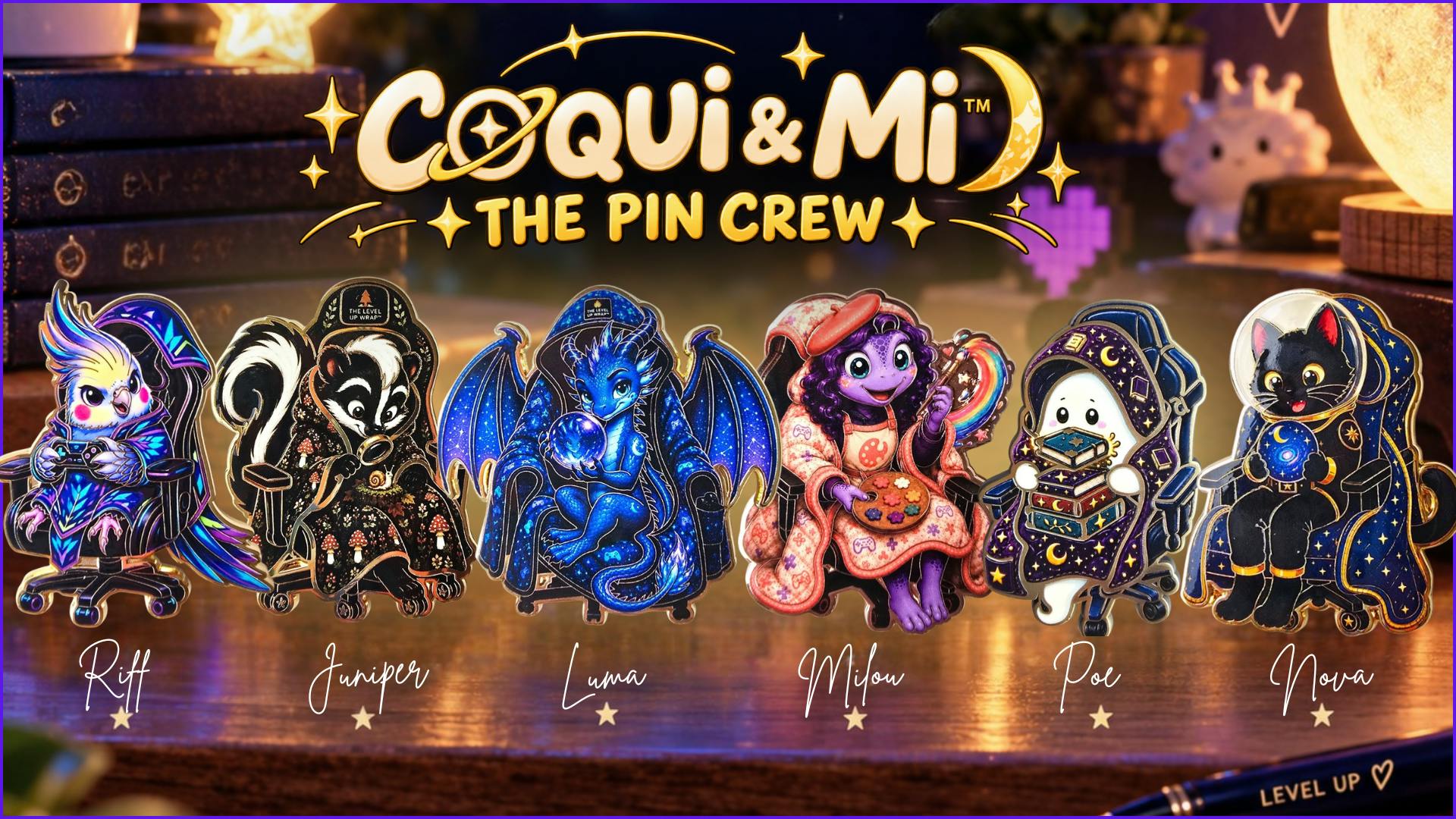 Coqui & Mi™ Pin Crew — Galaxies, Frogs, Cats, Magic & More