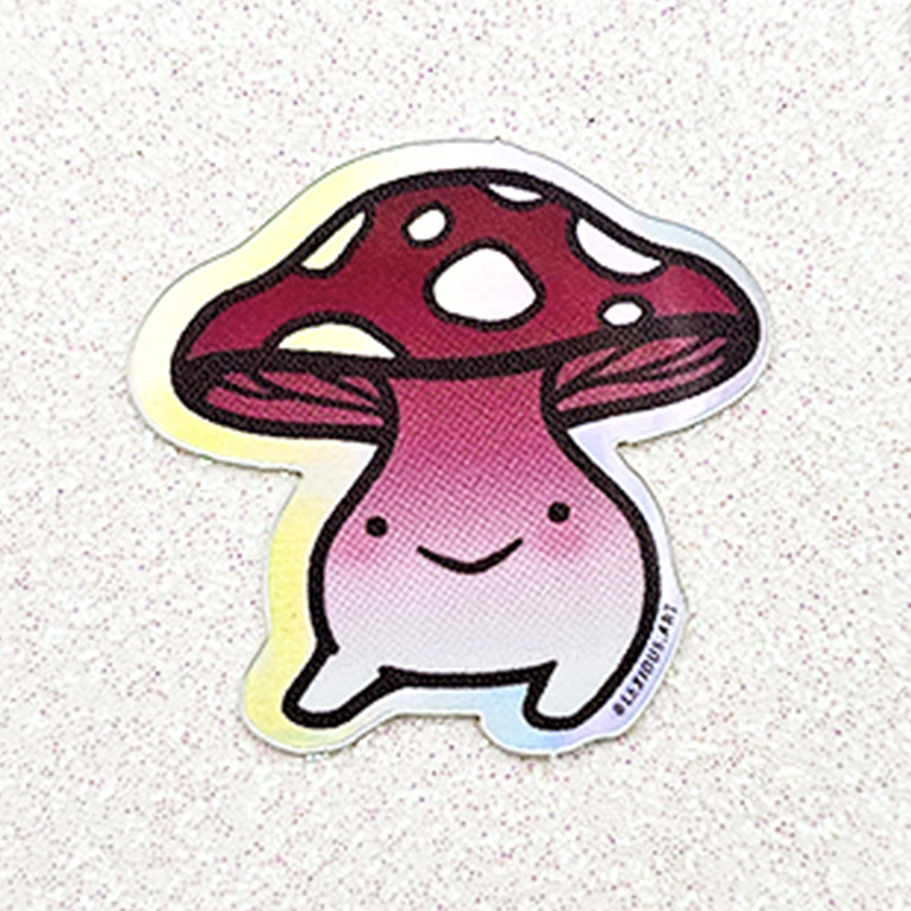 "Squishy Red Shroomie" - Holographic Sticker