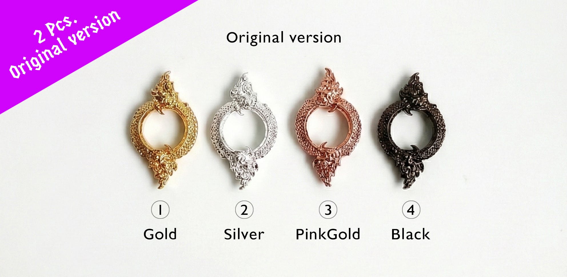 2 Dragons Ouroboros Ring - No painted