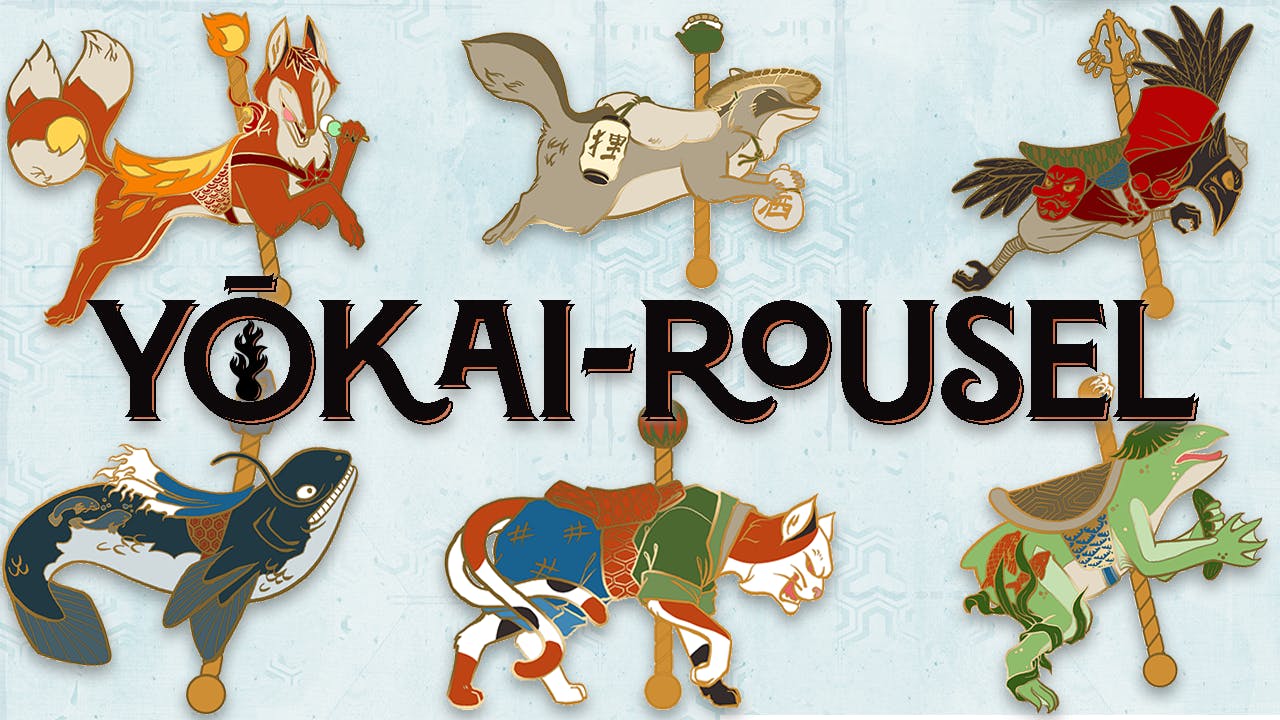 Complete Set of Yōkai-rousel Enamel Pins