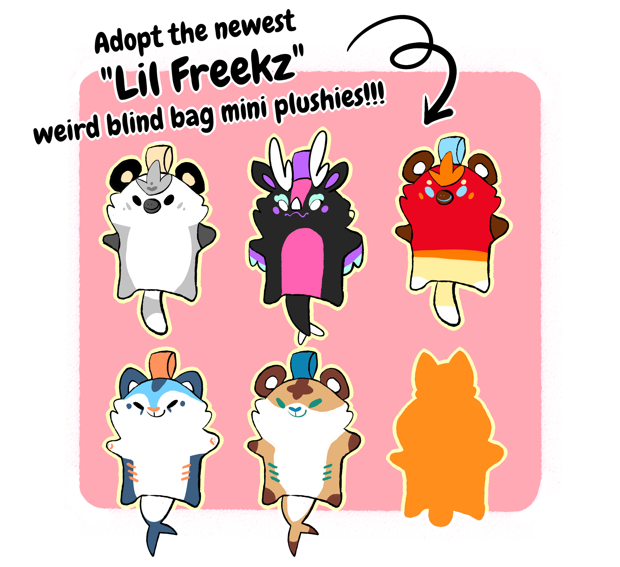 One Random LIL FREEKZ Weird Blind Bag Mini Plushie!