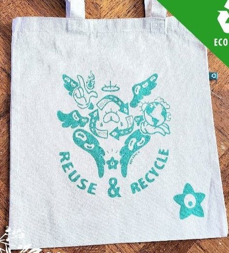 Green Recycle Angel Recycled Cotton Tote Bag