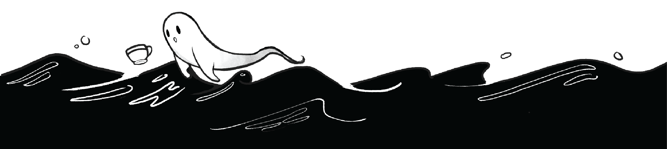 an inky footer with a ghost