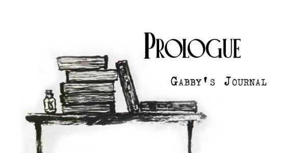 Prologue - Gabby's Journal, sketch of a stack of books on a table