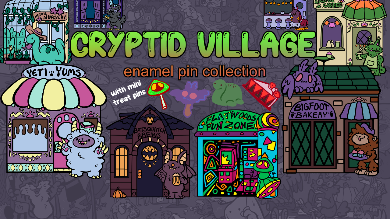 Cryptid Village pins