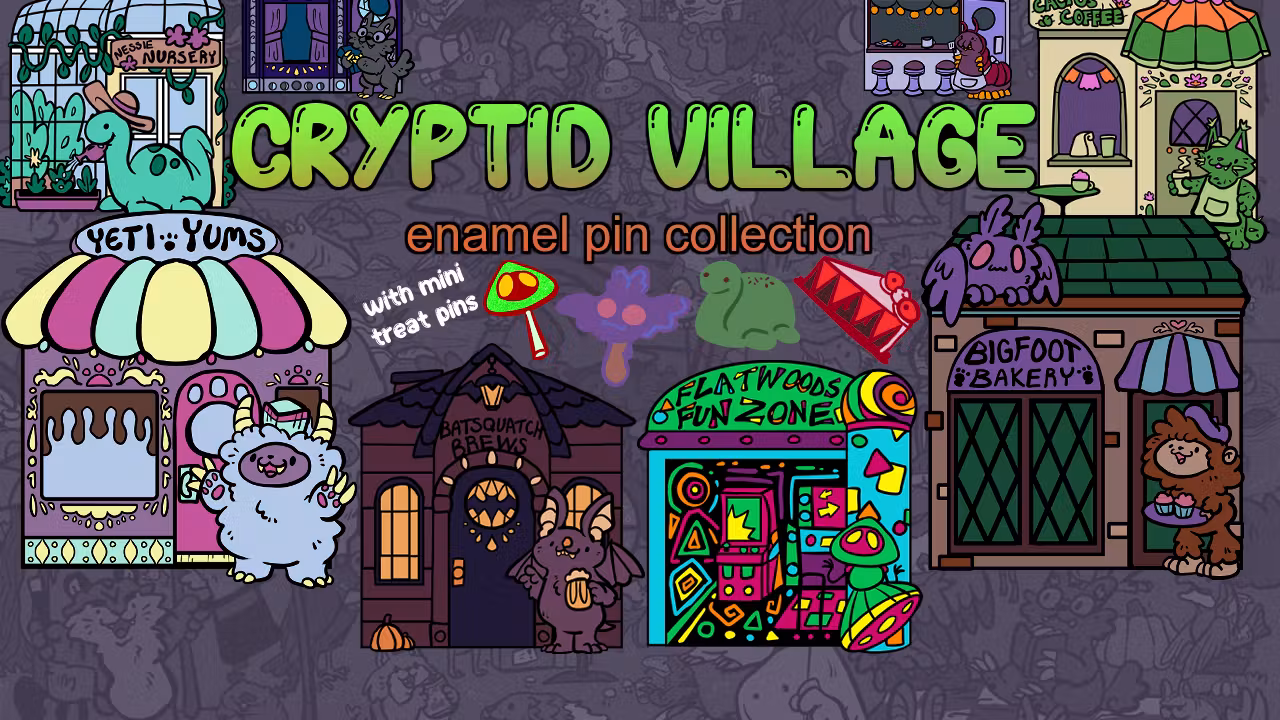 Cryptid Village pins