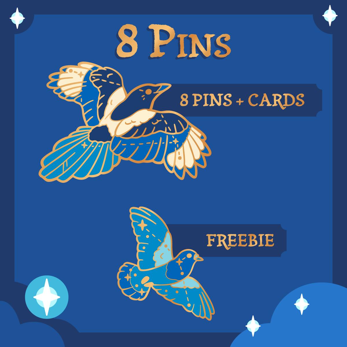 8 Celestial Companions Hard Enamel Pins + FREEBIE