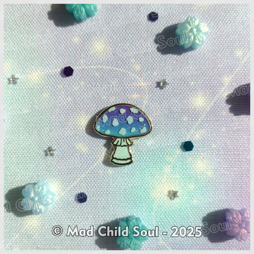 1x MINI PIN : Blue Mushroom