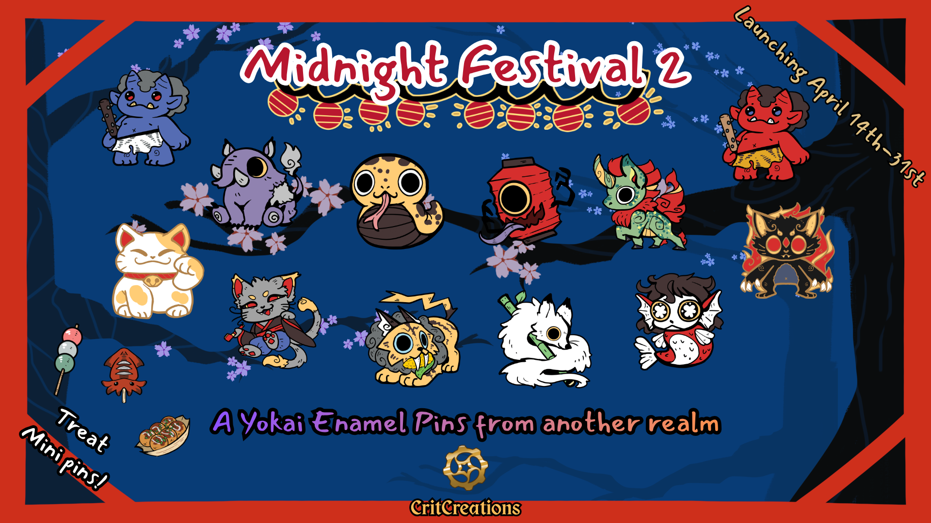 Midnight Festival 2: Yokai Enamel Pins From Another Realm