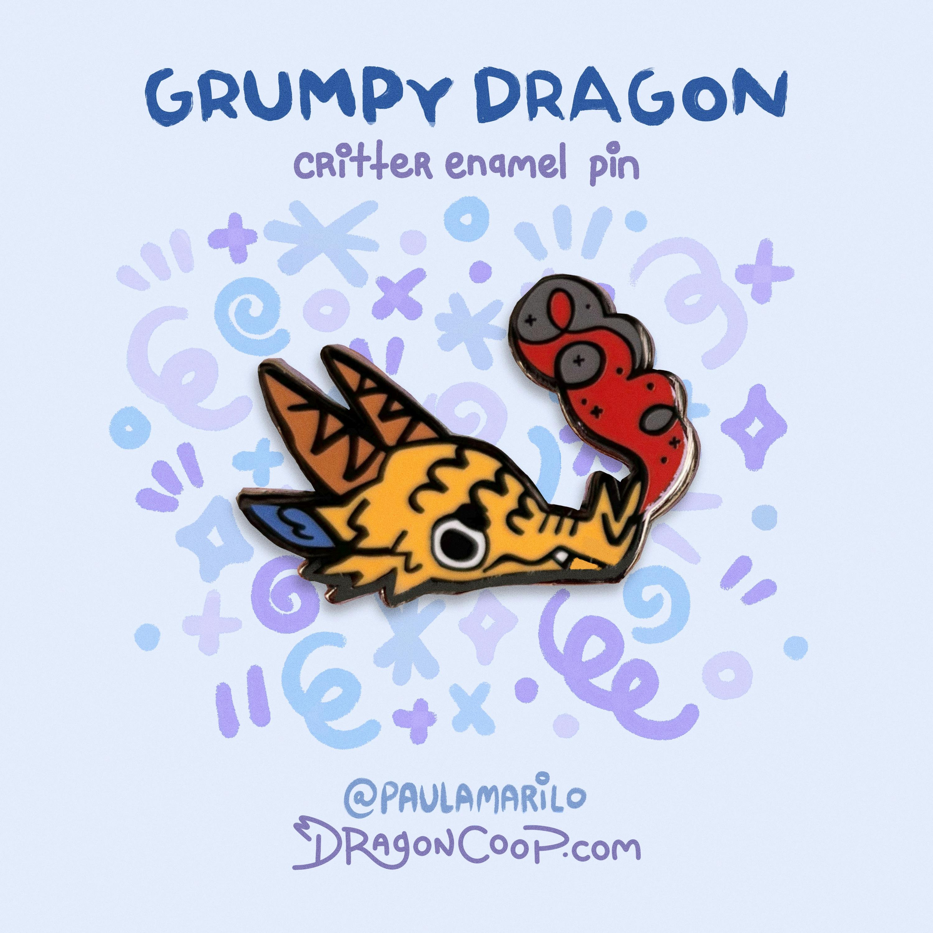 Grumpy Dragon Enamel Pin