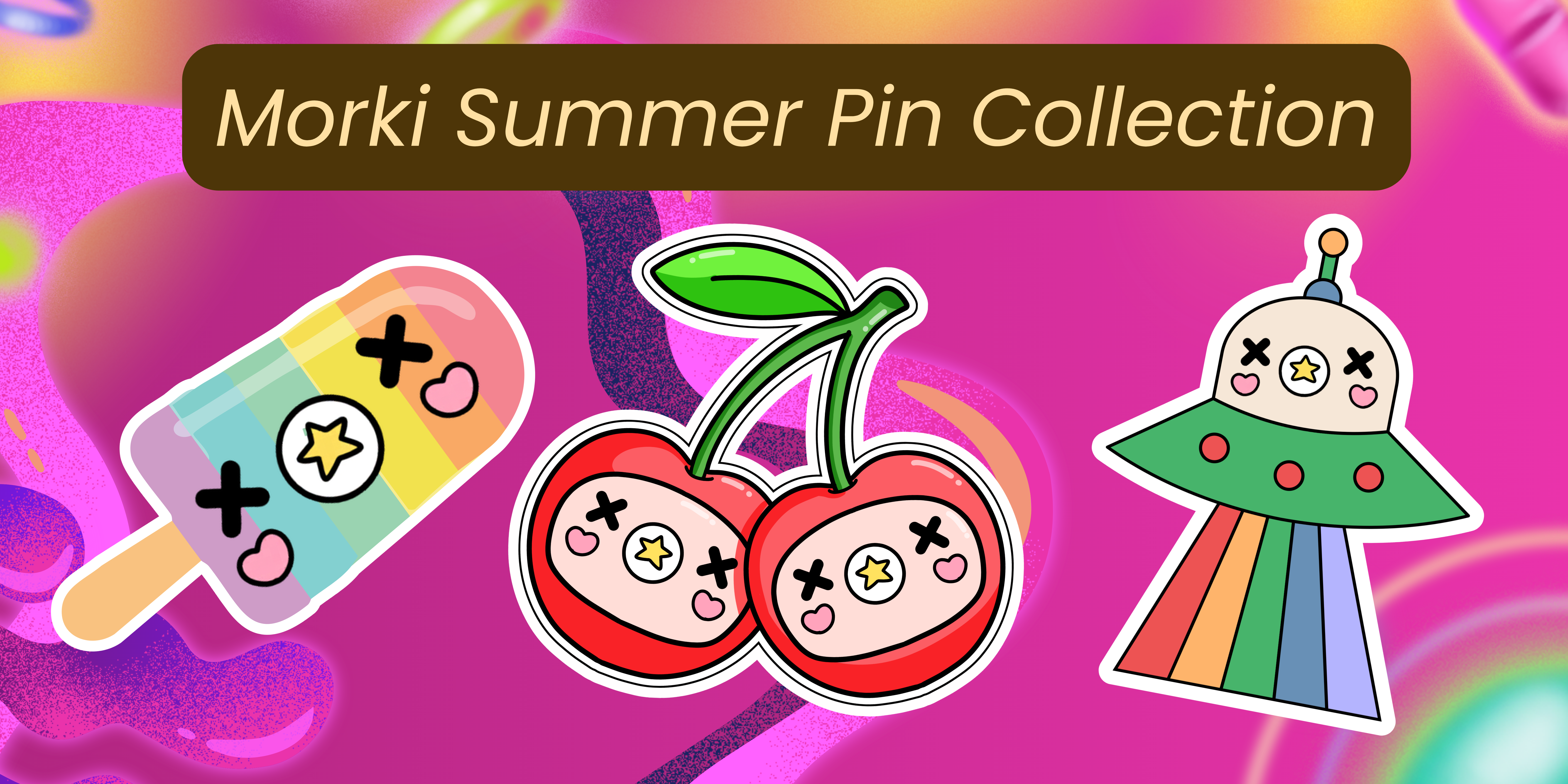 Summer Enamel stickers and one Pin Set 
