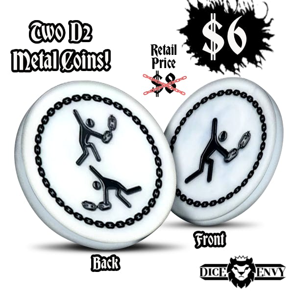 Metal d2 Coins x 2
