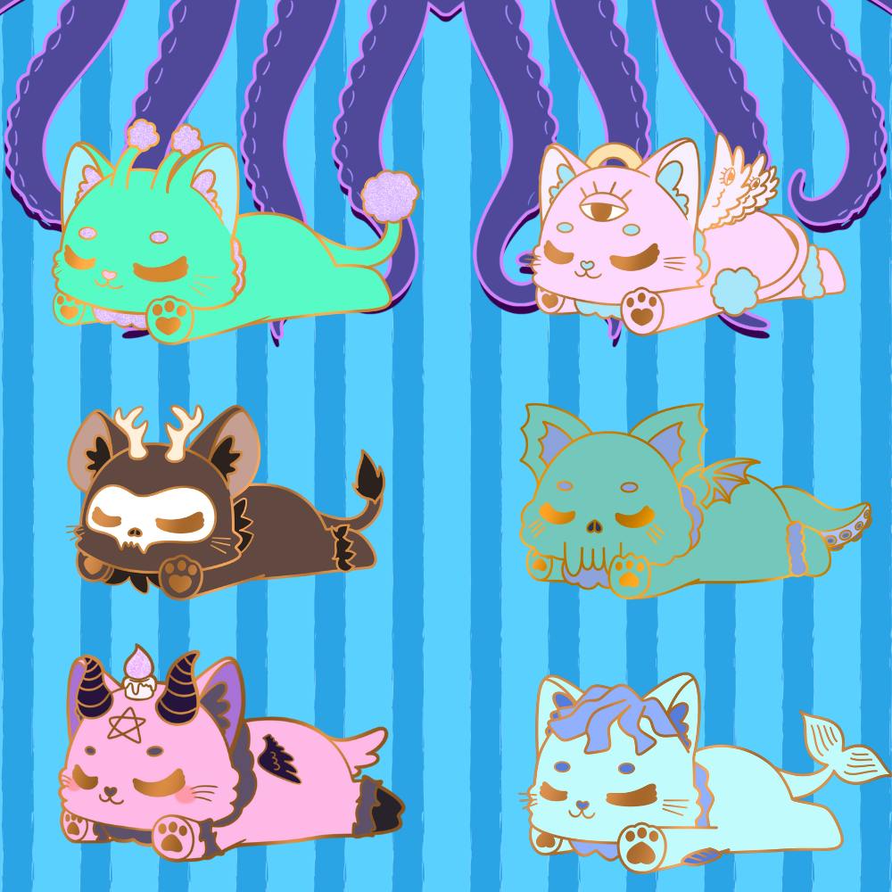 Sleeping Nekonomicon Pin Bundle