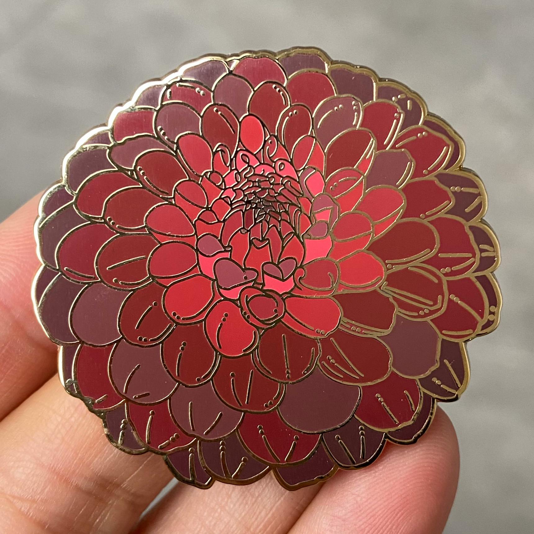 Red Pom Pom Dahlia Pin	