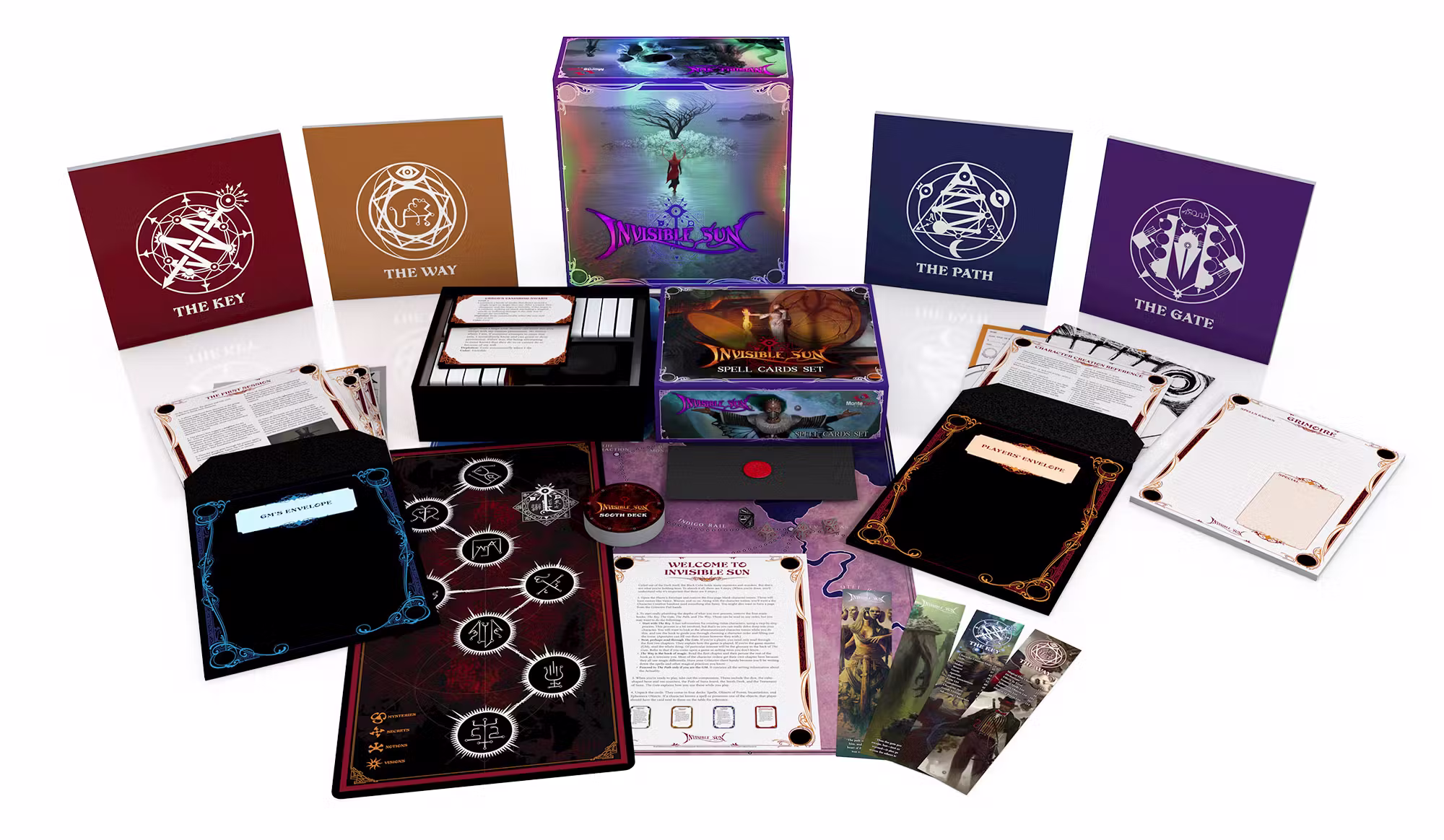 Showing the contents of the Invisible Sun Indigo Box