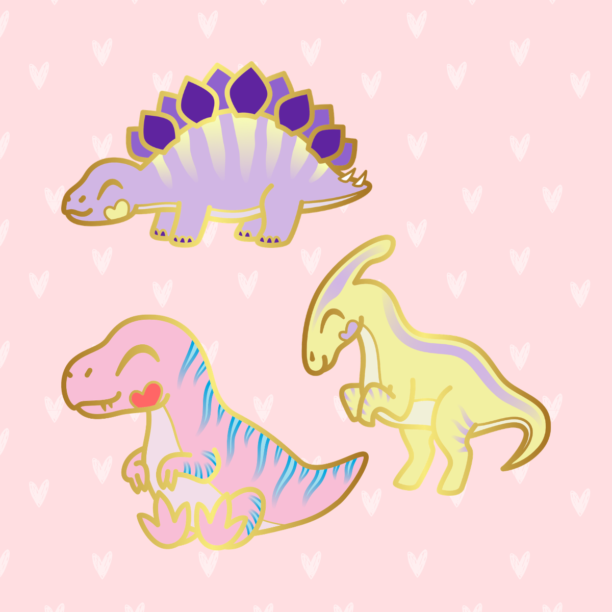 3x Jurassic Cutie Enamel Pin