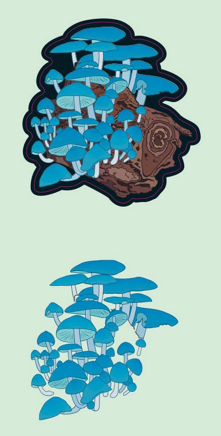 Matte Holo Mushroom Log Sticker	