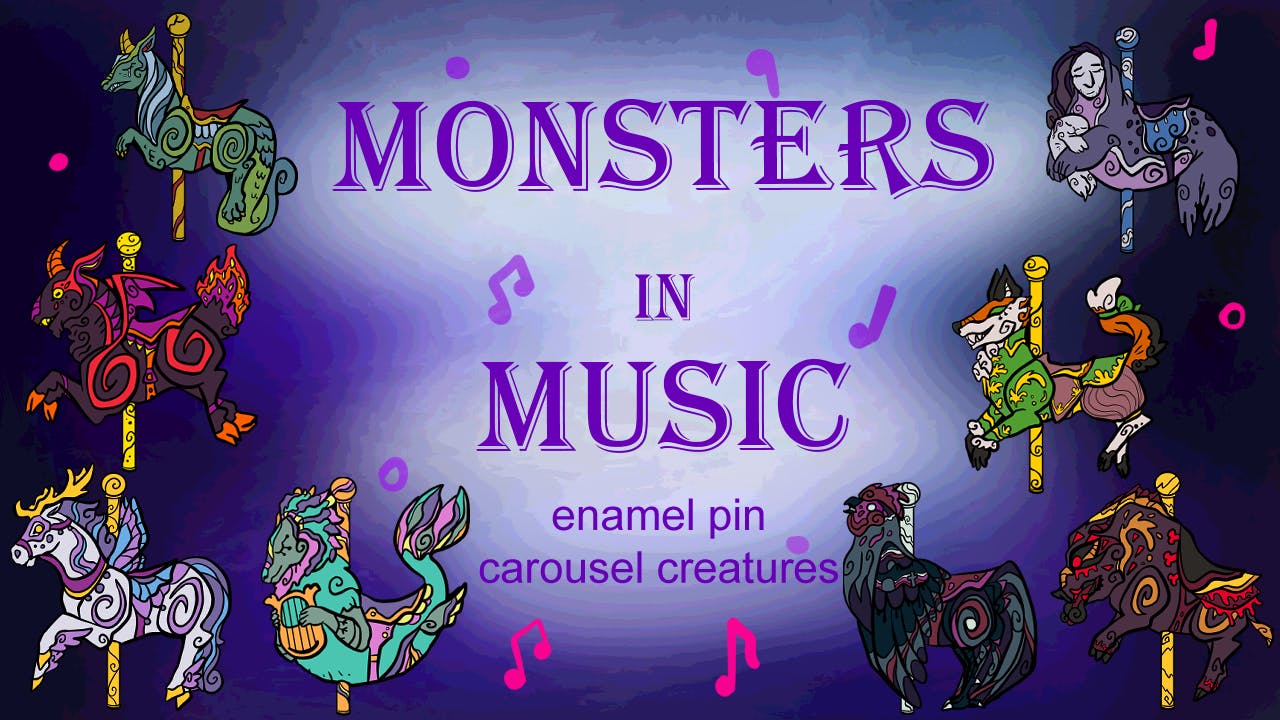Monsters in Music carousel pins