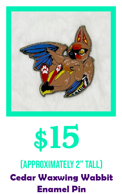 Cedar Waxwing Wabbit Enamel Pin