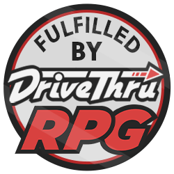 A round badge that says Fulfilled by DriveThruRPG