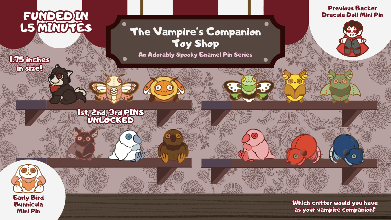 The Vampire's Companion Toy Shop Pins