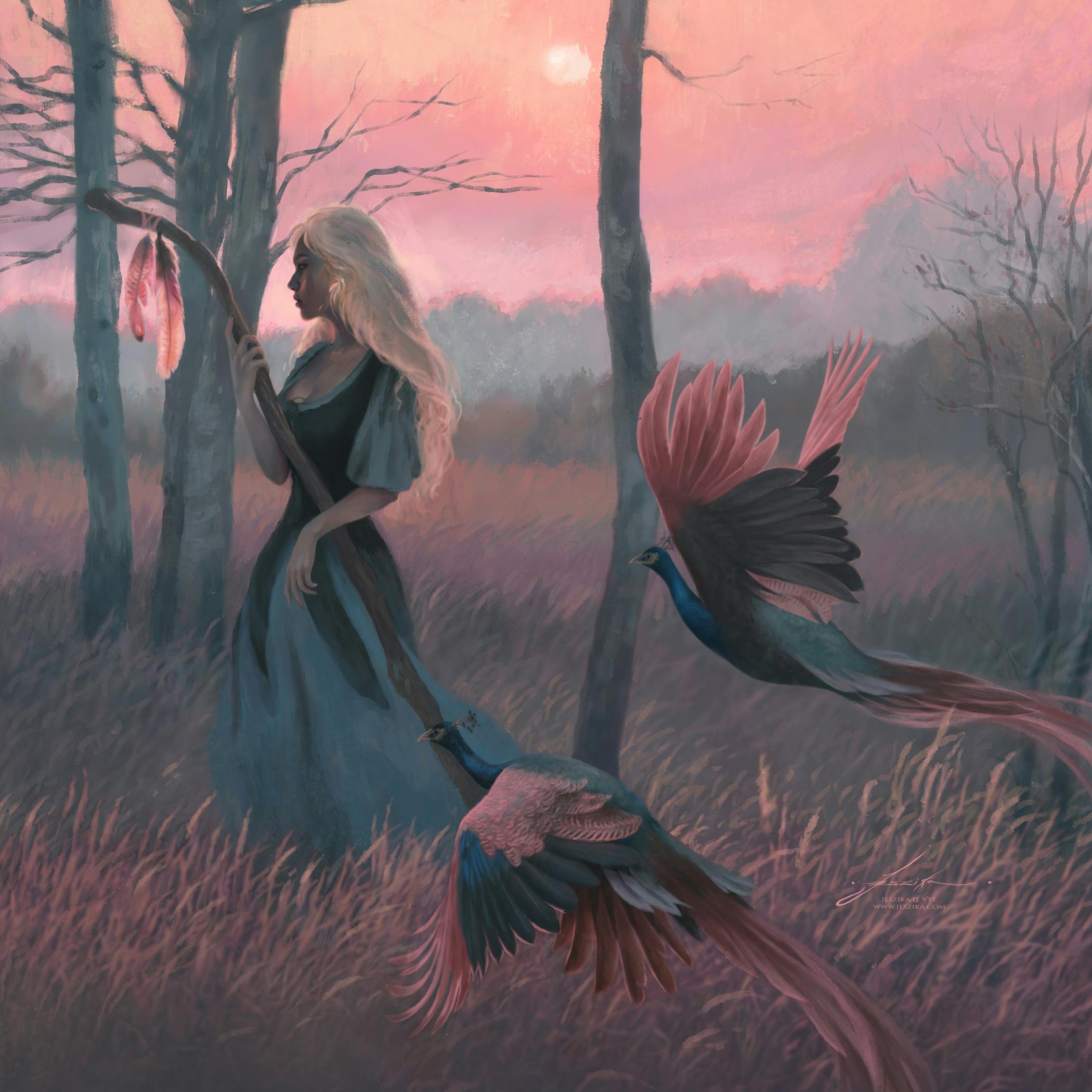 Advent - with pink peacocks