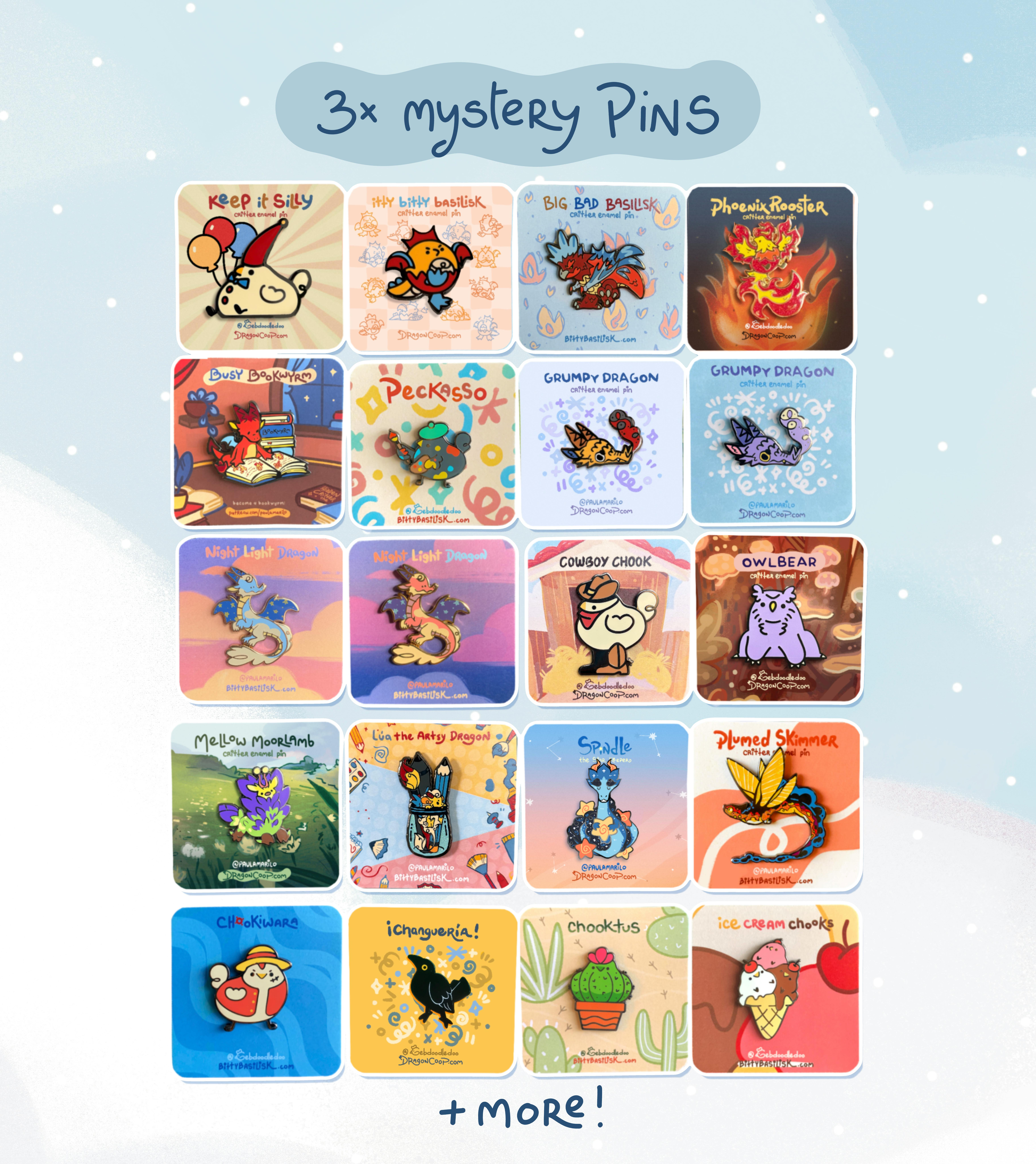 3 Enamel Pins Gacha