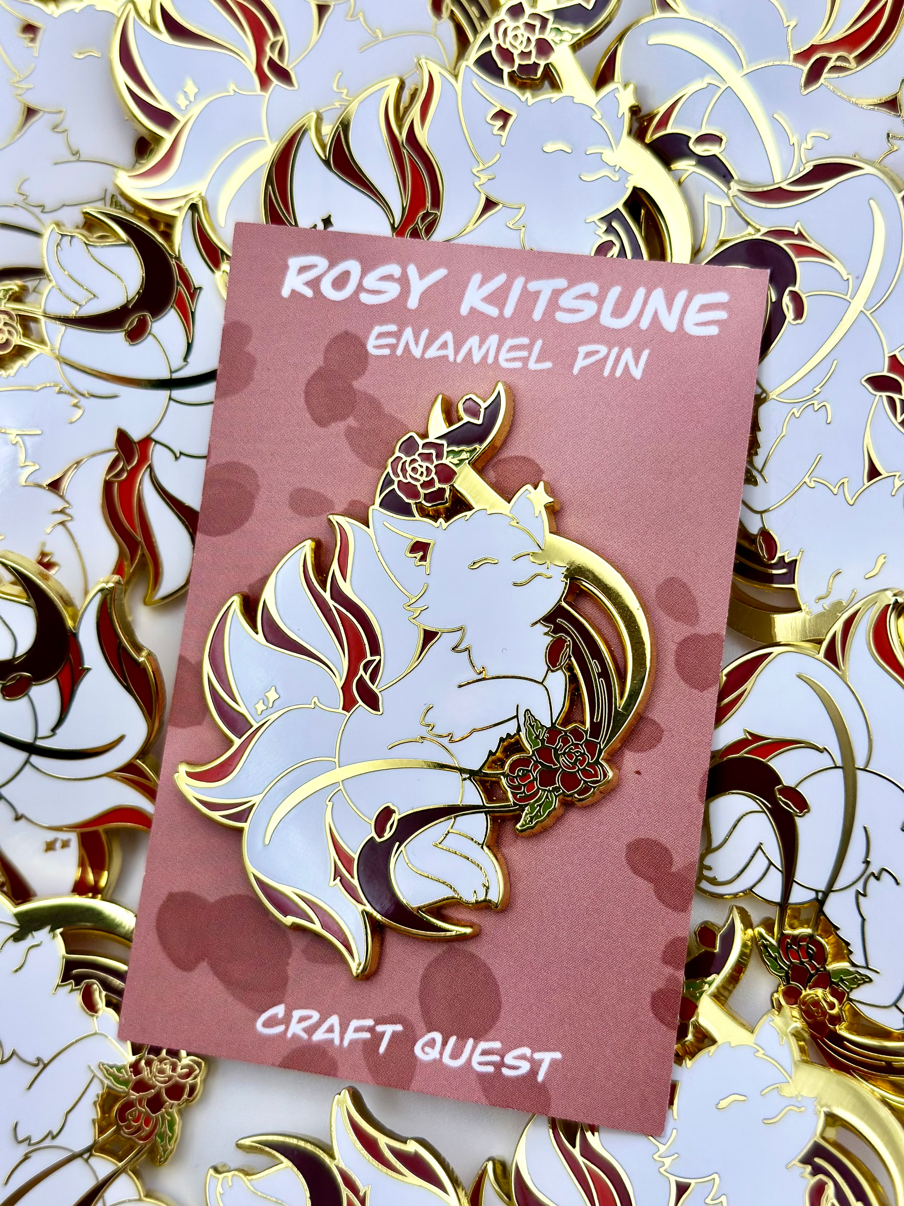 Rosy Kitsune Pin