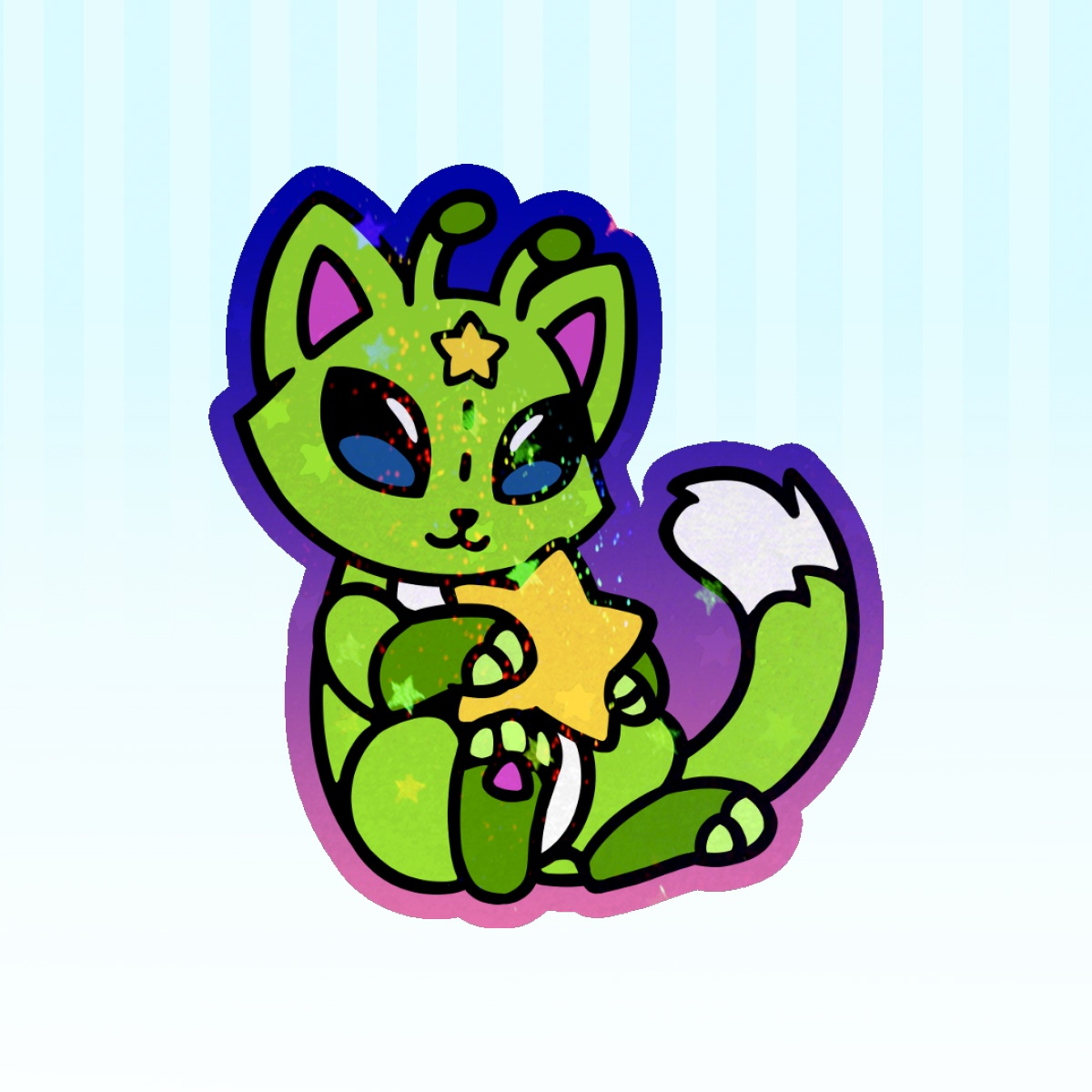 2.5 Inch Holographic Alien Kitty Sticker