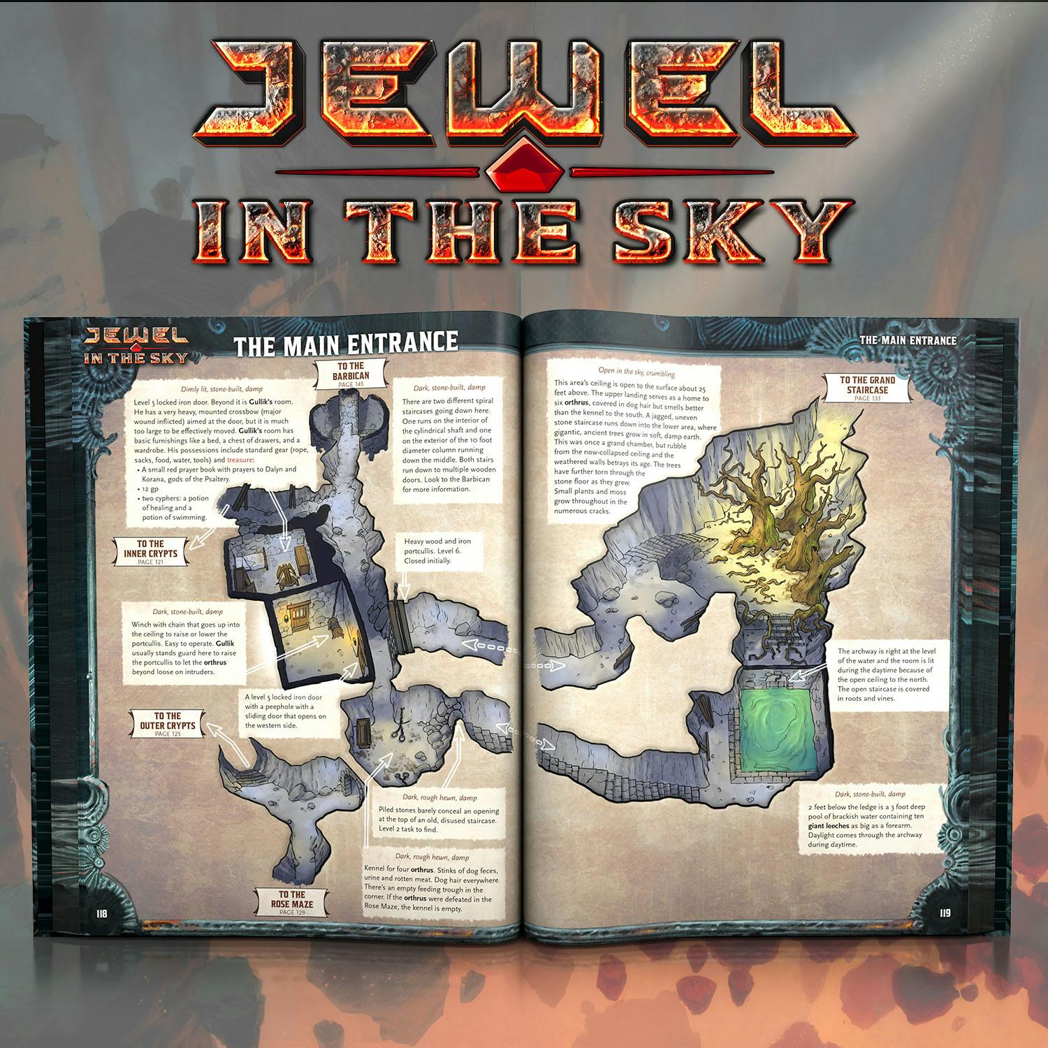 Image with the Jewel in the Sky logo and a mockup of the open book showing a beautifully illustrated annotated map.