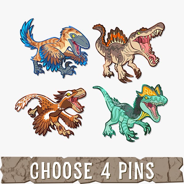 🦖 Choose 4 Pins