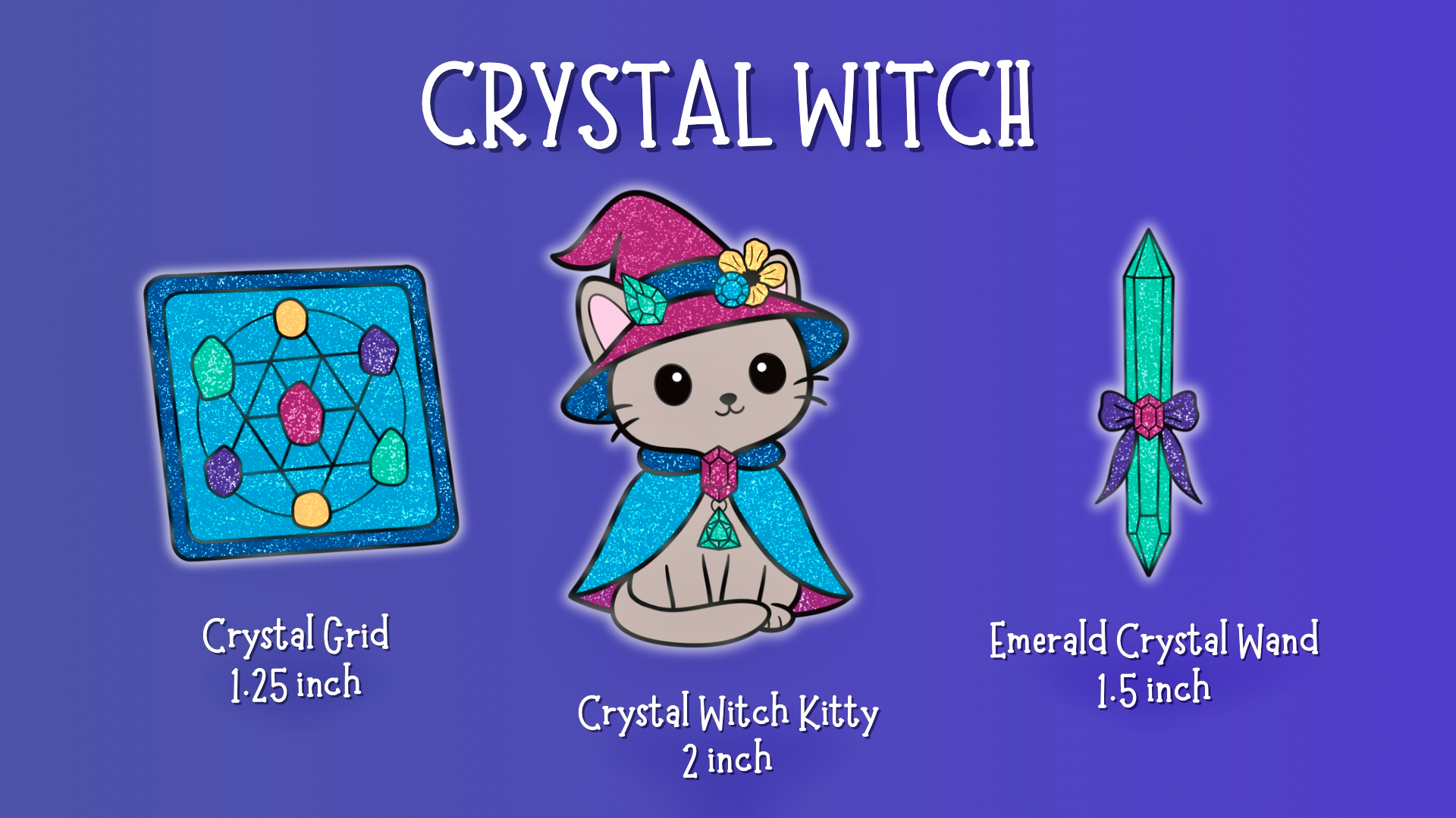 Crystal Witch Pin Set
