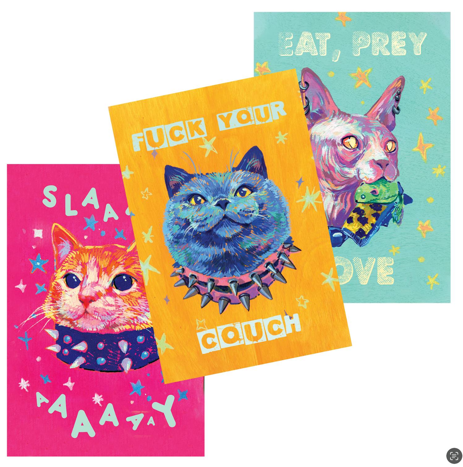 Punk Cats Postcard set