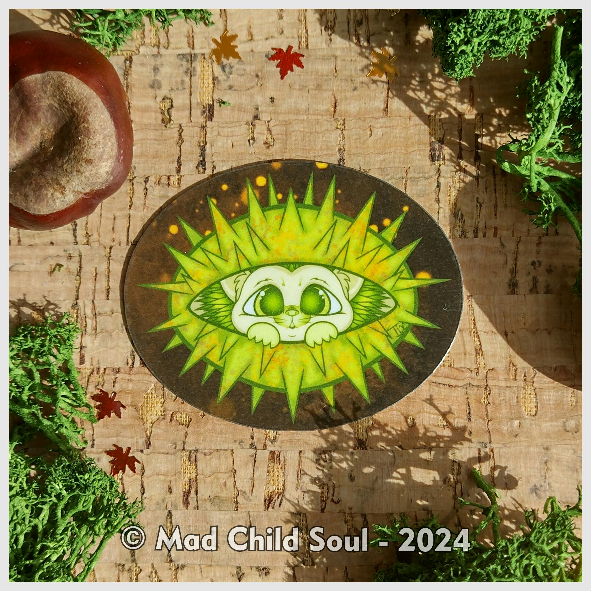 1x STICKER : Hedgehog Chestnut Egg